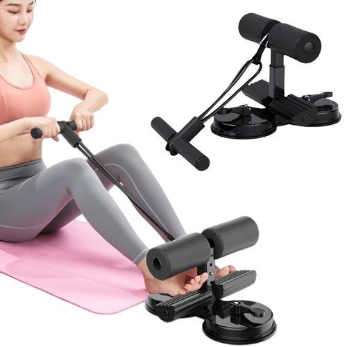 Ab Training Auxiliary Device, Portable Sit Up Bar Floor Abs Master Assistant Device, Double Suction Cups Multi-functional Adjustable Ab Trainer Equipment (Black)
