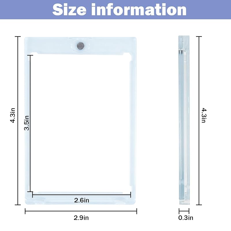 100ct Magnetic Card Holder for Trading Cards - 35pt, 2.52 x 3.52 Inner, 4.33 x 2.87 Outer, Ultra-Transparent Display - Variation: 100 Pieces