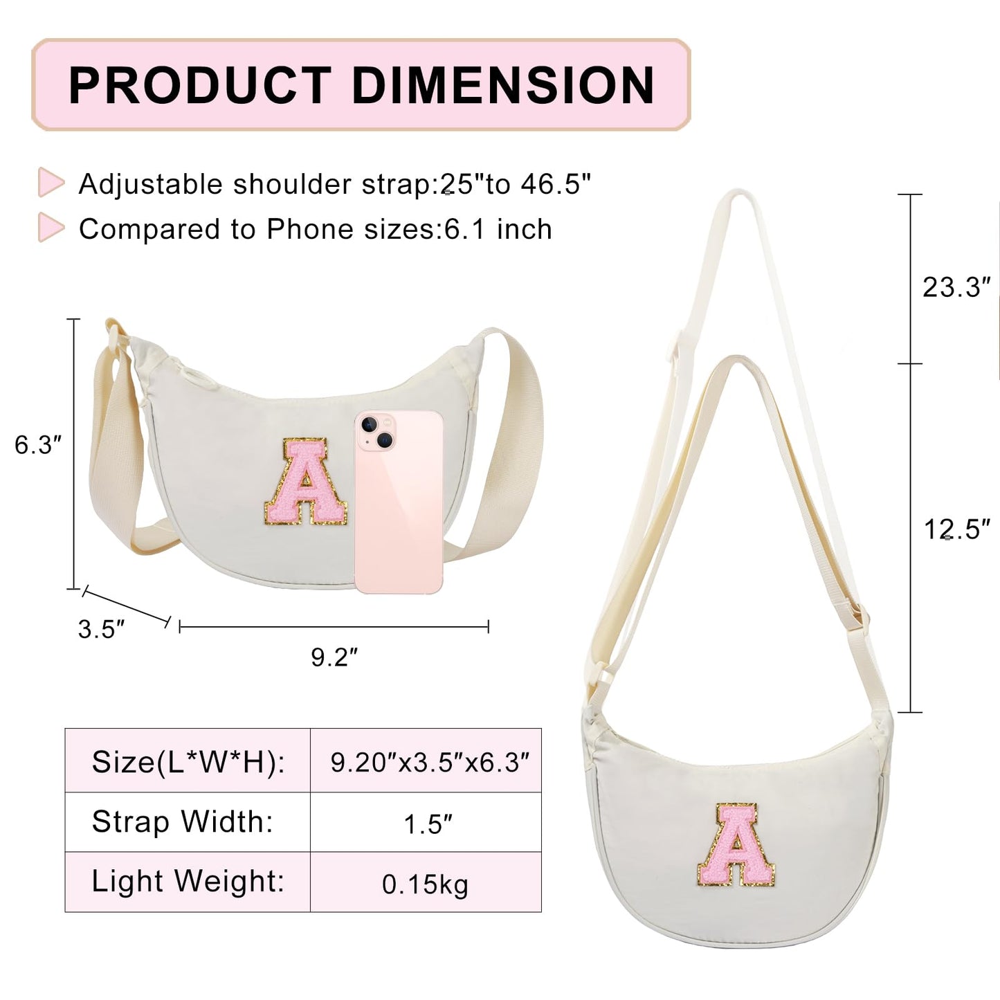 GOEWY Birthday Gifts for Women,Festivals Gifts for Her,Initial Small Crescent Crossbody Bag for Women，Anniversaries Sling Bag Travel Cute Trendy Stuff| Beige,S