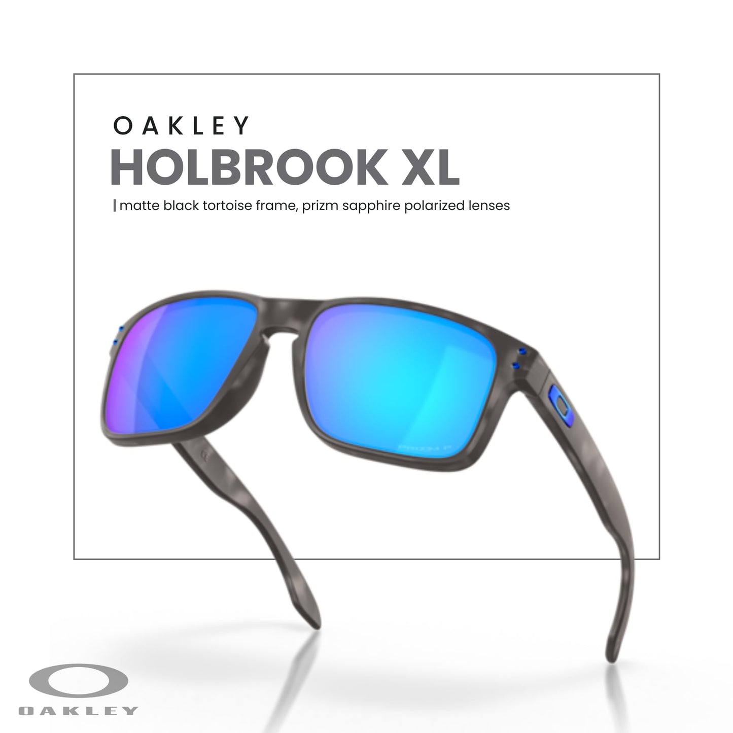 OAKLEY Holbrook OO9102 9102G7 57MM Matte Black Tortoise/Prizm Sapphire Polarized Square Sunglasses For Men+ Bundle Accessory Leash Kit, Microfiber Pouch
