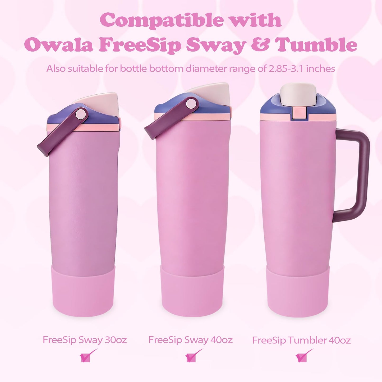 Kaitiaki 2PCS Silicone Boots for Owala 30oz & 40oz FreeSip Sway Bottles & Tumblers – Non-Slip, Scratch-Resistant, Stability Enhancer for Owala Accessories (Lilac Bloom)
