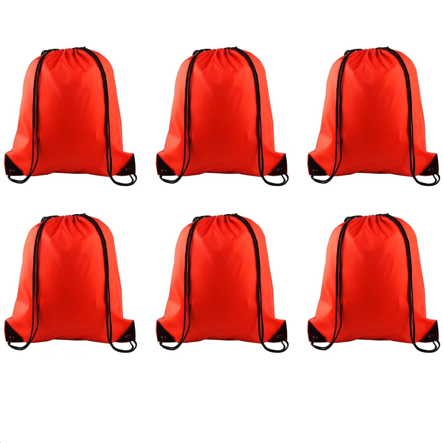 PLULON 6 Pcs Drawstring Bags Bulk Red Drawstring Backpack String Backpack Cinch Sack Sport Gym Backpack Bags for Yoga Traveling Outdoor Sports