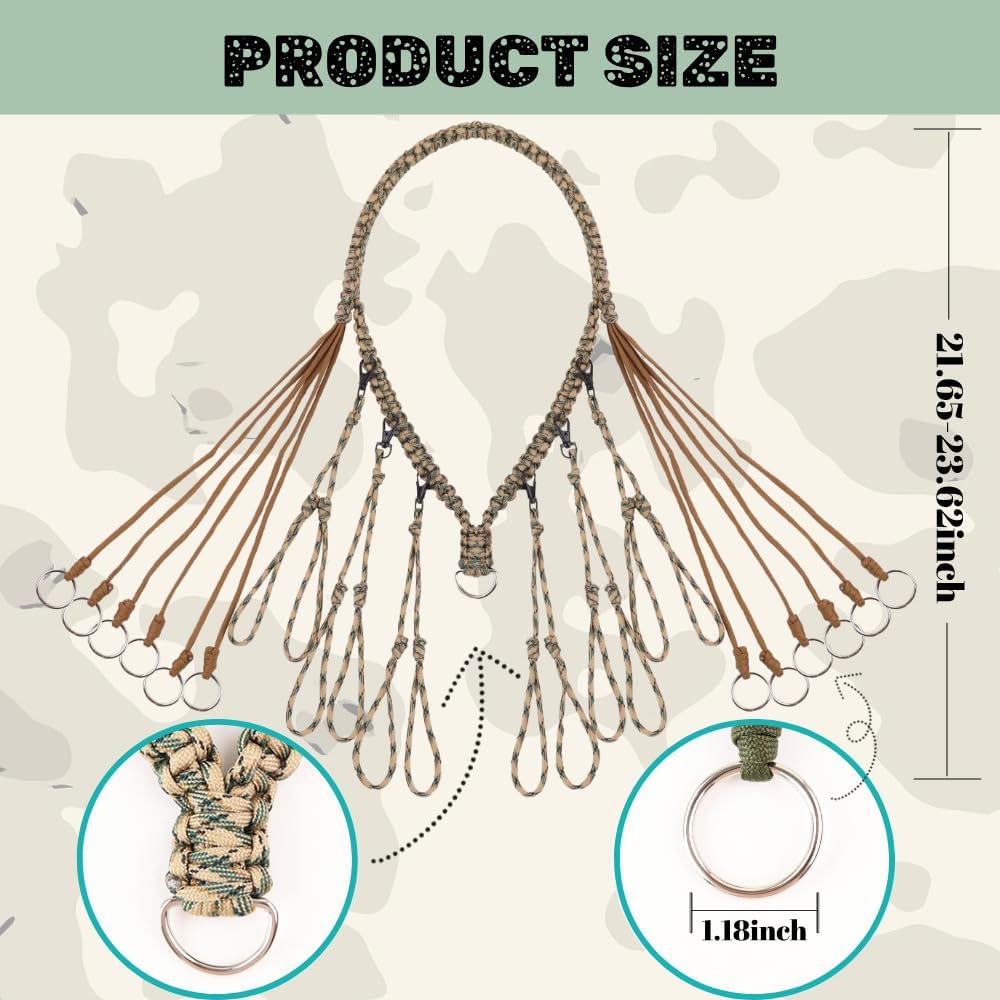 2 in 1 Duck Call Lanyard with 12 Slip Rings and 12 Adjustable Loops Paracord Hunting Goose, Whistle Lanyard Nylon Game Call Lanyard Duck Hunting Accessories