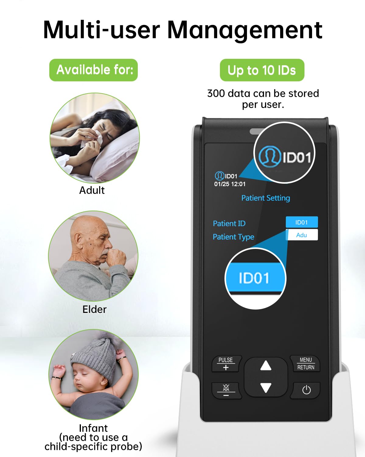 Pulse Oximeter - Handheld Pulse Oximeter Rechargeable Overnight Pulse Ox Continuous oxygen meter finger pulse oximeter Fingertip with Pulse o2 sat monitor finger for oxygen SpO2