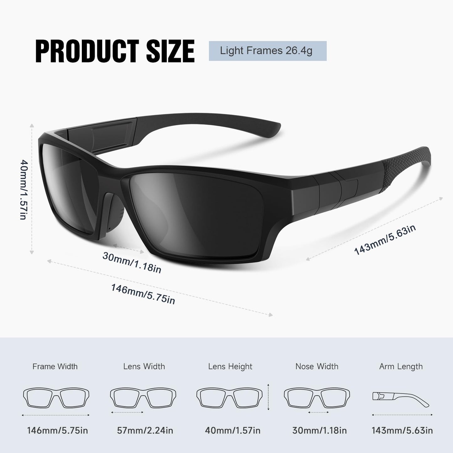 Vcarsian Polarized Sports Sunglasses for Men Women Wrap Around Glasses
