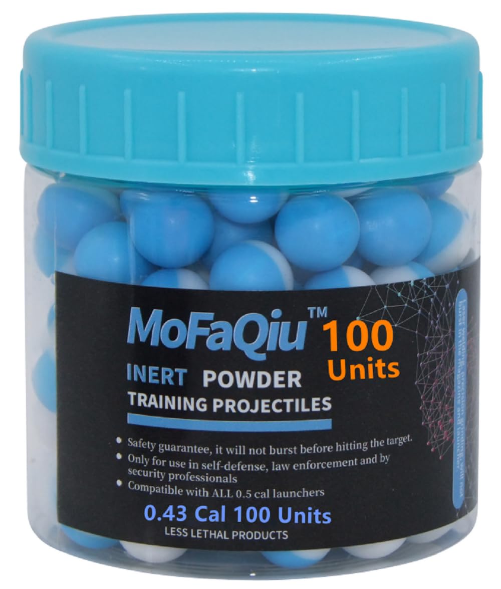 MoFaQiu.43 Cal Inert Ball,Fracture Groove Design,Laser Welding,for Training Paintball,Pepper Practice Balls, Pepper Training Ball, Compatible All .43 Cal Pepper Ball launchers (100 Count)