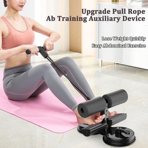 Ab Training Auxiliary Device, Sit up Bar Floor, Upgrade Dual Suction Cup Ab Machine for Stomach Workout, Multi-functional Adjustable Ab Trainer Equipment, Abdominal Assistant Device(Black)