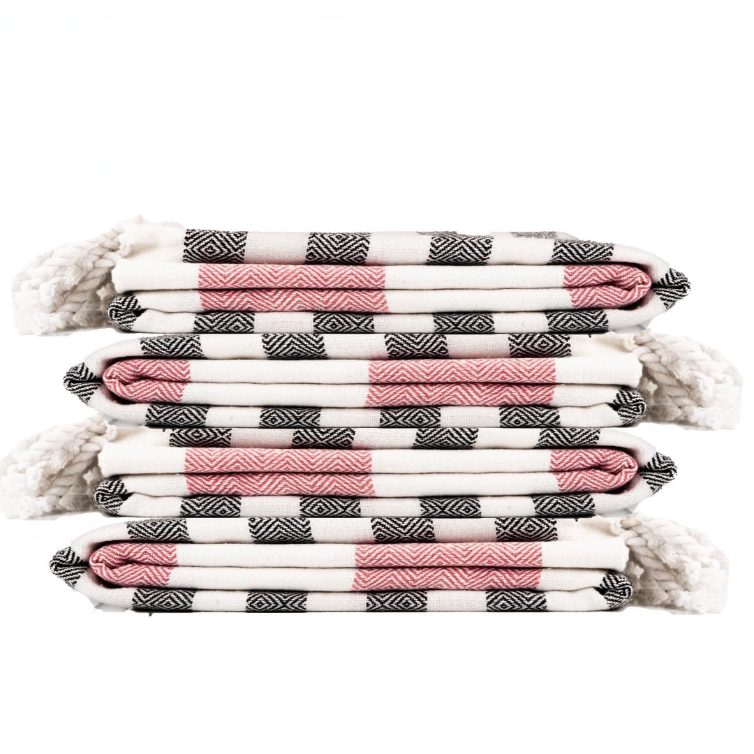 9Threads Cotton Turkish Beach Towel with Towels Oversized 36"x72" Pool Absorbent Extra Large Quick Dry Sand Travel Towel (Brick Noir, 4 Pack)