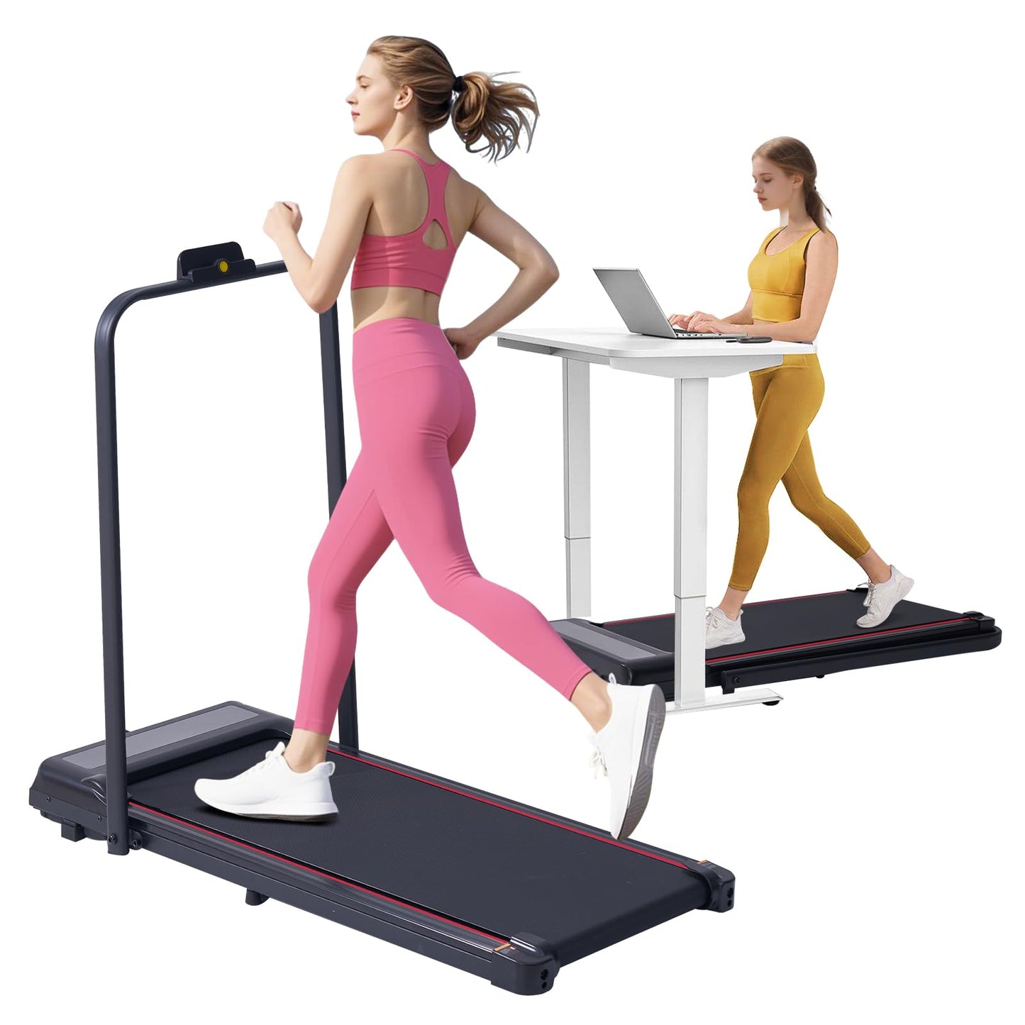 Small Treadmill with Handle Bar Incline Portable Walking Pad for Home