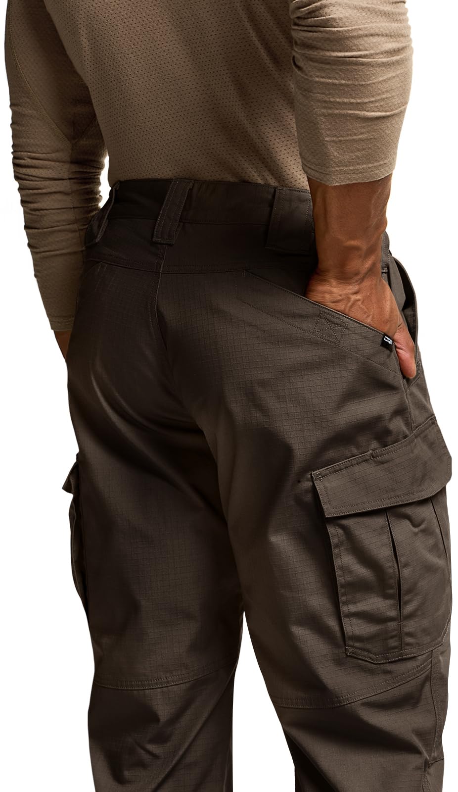 CQR Men's Tactical Pants, Water Resistant Ripstop Cargo Pants, Lightweight EDC Work Hiking Pants, Outdoor Apparel, Raider Mag Pocket Dark Brown, 38W x 32L
