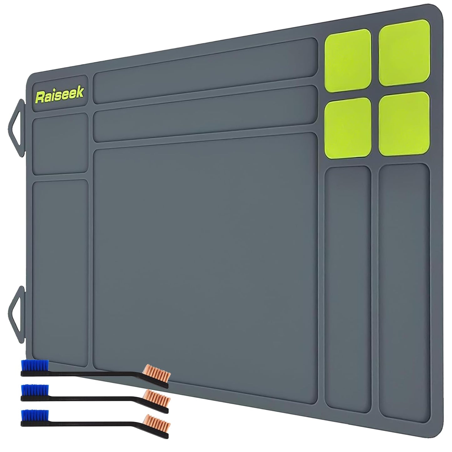 Raiseek Pistol Gun Cleaning Mat, Magnetic Gun Maintenance Mat,Anti-Slip Rubberized Pistol Gun Mat with Organizer Parts Tray,Protective Workbench Mat 15.9" x 9.8"