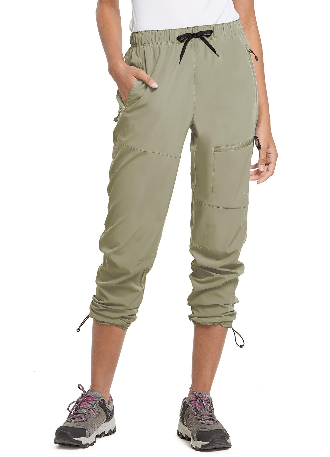 baleaf Women's Hiking Pants Quick Dry Water Resistant Lightweight Joggers Pant for All Seasons Elastic Waist Light Green Size XXL