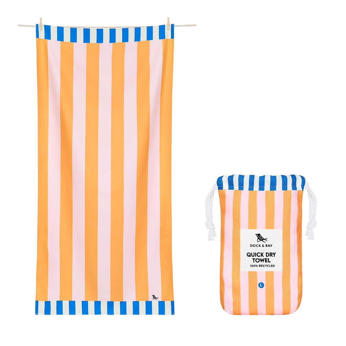 Dock & Bay Beach Towel - Quick Dry, Sand Free - Compact, Lightweight - 100% Recycled - Includes Bag - Mellow Yellow - Extra Large (200x90cm, 78x35)