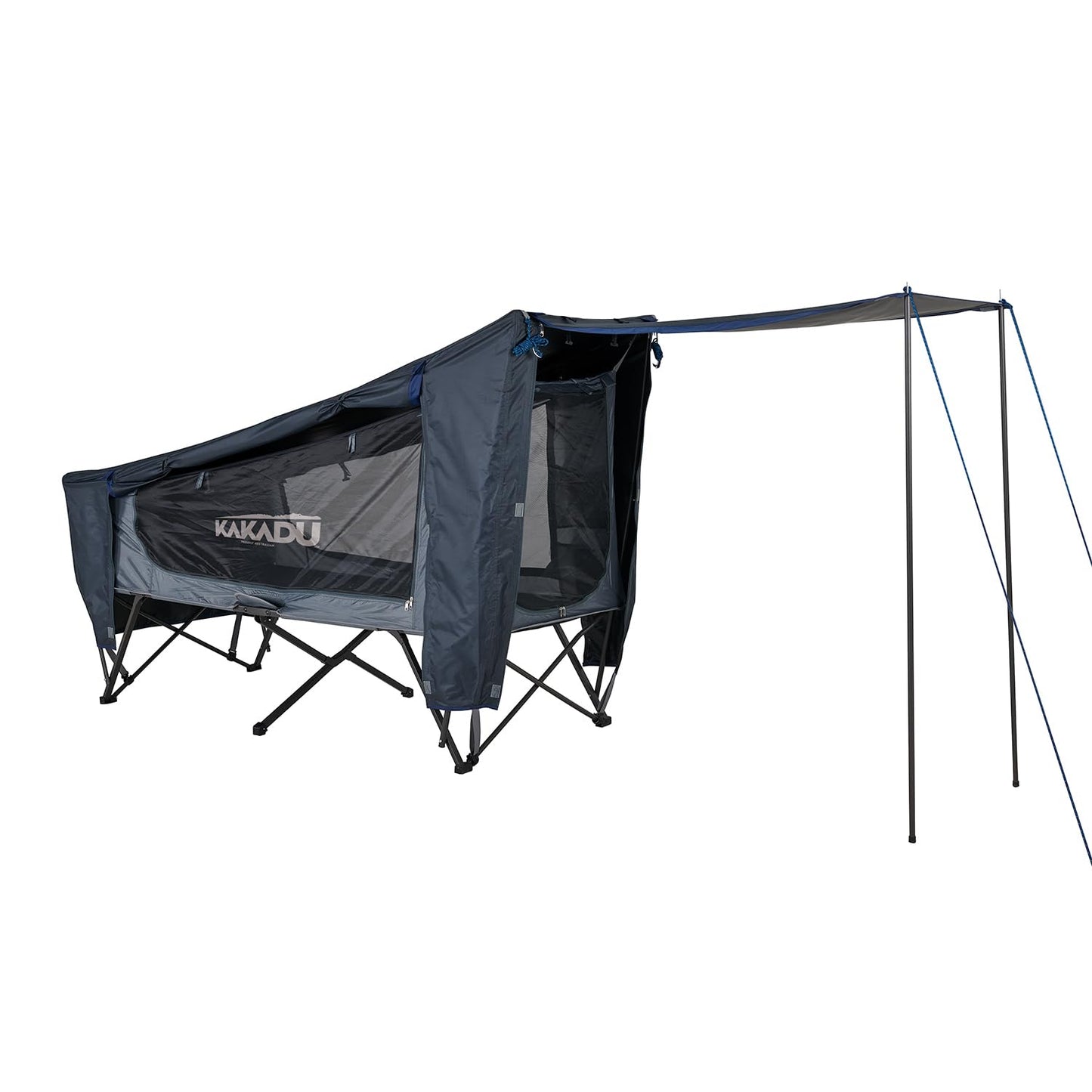 Kakadu Camping Tent Cot, 1 Person, 1 Minute Easy Setup, Folding, Compact, Elevated Tent with BlockOut Rain Fly, Awning Poles, Ultra-Fine Mesh Windows, and Carry Bag