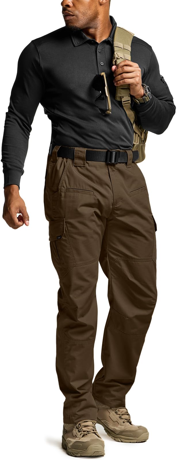 CQR Men's Tactical Pants, Water Resistant Ripstop Cargo Pants, Lightweight EDC Work Hiking Pants, Outdoor Apparel, Raider Tundra, 32W x 32L