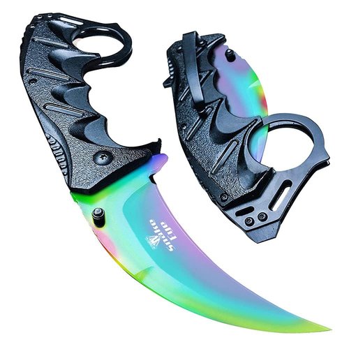 Everyday Carry Folding Pocket Knife, Assisted Opening, Tactical Design (Rainbow)