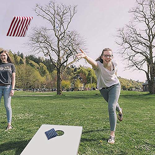 Nattork Cornhole Bags Set of 8 - Premium All Weather Duck Cloth with American Flag Variation