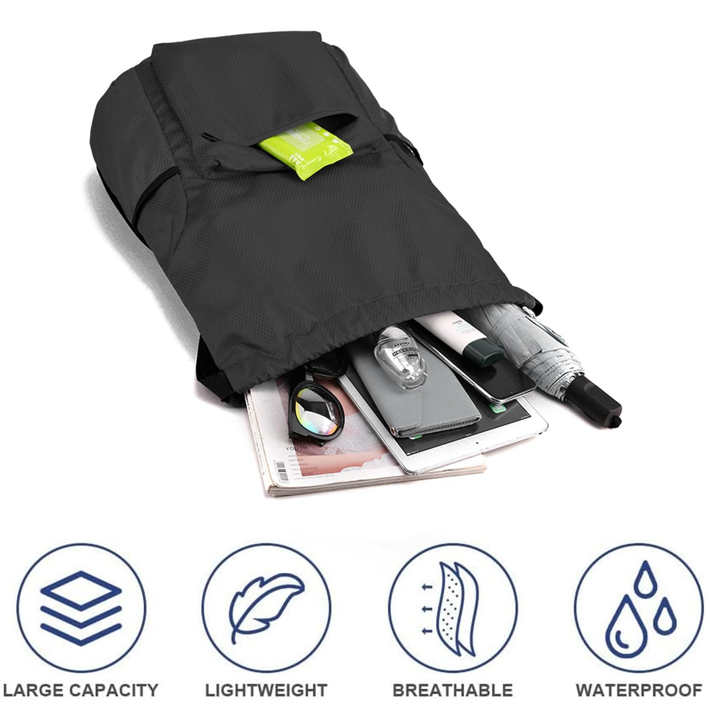 ZAYOKO Drawstring Backpack Waterproof Gym String Bag for Women Men, Pull String Sport Soccer Basketball Bags