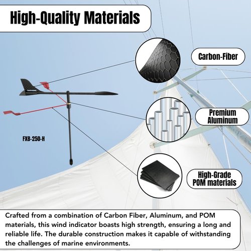 Blue Shark: 9.8 Inch Sailing Boat Wind Indicator FXB-250-H | New Improved Design | For Boats LOA 6.5-13.5 FT