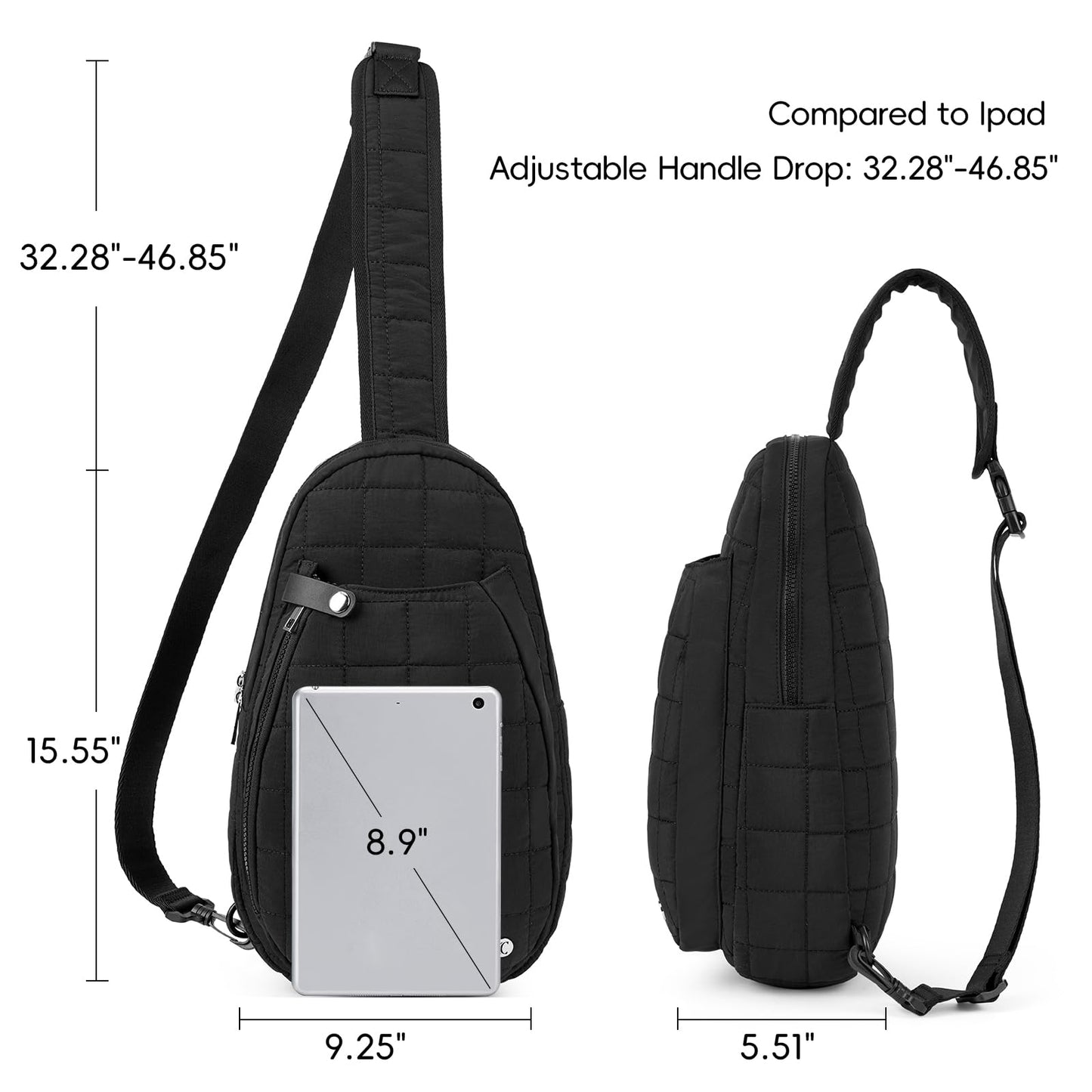 CLUCI Pickleball Bag for Women, Quilted Crossbody Bags for Women Men, Puffer Travel Sling Bag