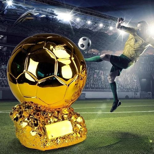 SUSANMAISON Golden Ballon Football Championship Prize Trophy Customizable Player Award Soccer Replica Fan Collectible Birthday Gift (25cm/9.8inch)