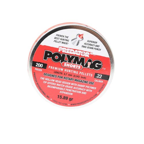 Predator Polymag 1011-01 Short Air Gun Pellets .22 Cal, 16 Grains, Short, 8G, 200ct