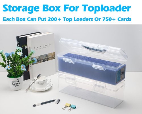 SUNEZLGO Storage Box For Toploader, Trading Card Storage Box, Card Storage Box Plastic, Playing Card Case, Large For Toploaders 200 Cards 750, Fit For Toploader and Standard Card