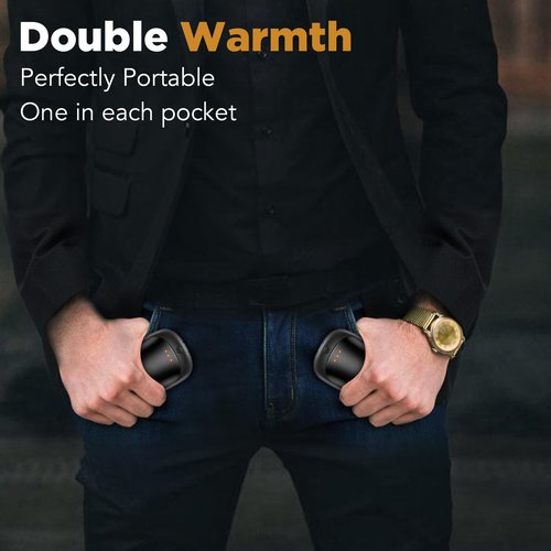 Lerat 2 Pack Hand Warmers Rechargeable, Portable Electric Hand Warmers Reusable, USB 2 in 1 Handwarmers, Outdoor/Indoor/Warm Gifts for Men Women Kids (Black&Black*2)