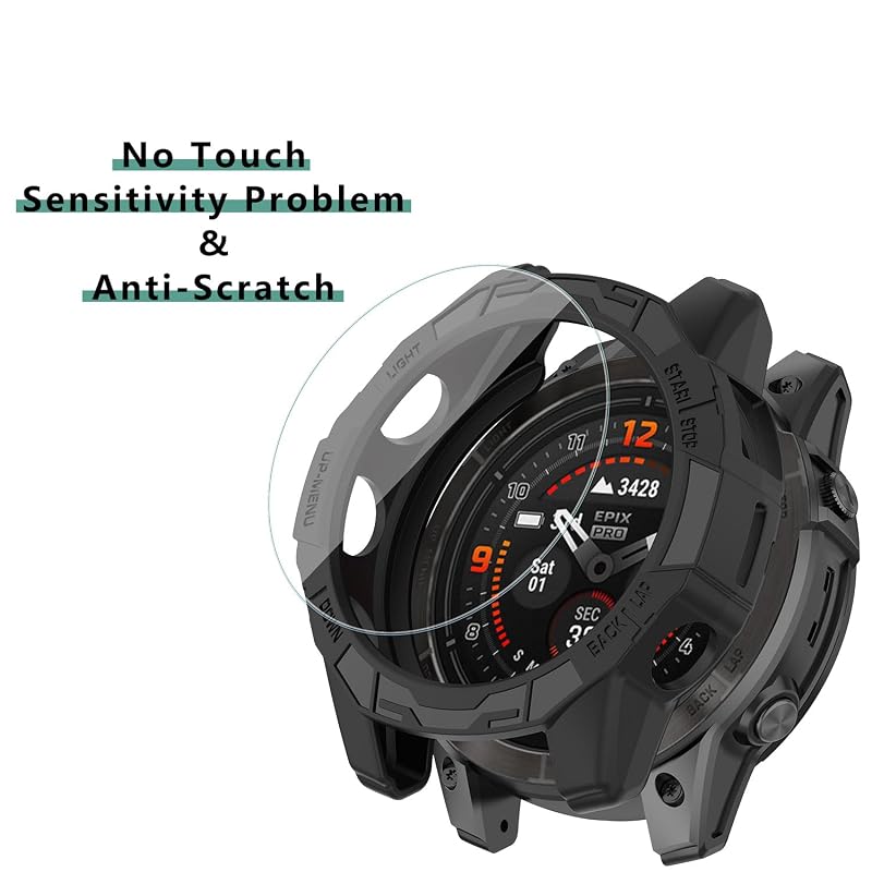 [1+4 Pack] Garmin Fenix 7X / 7X Pro / Epix Pro (Gen 2) 51mm Screen Protector & TPU Bumper Case Set