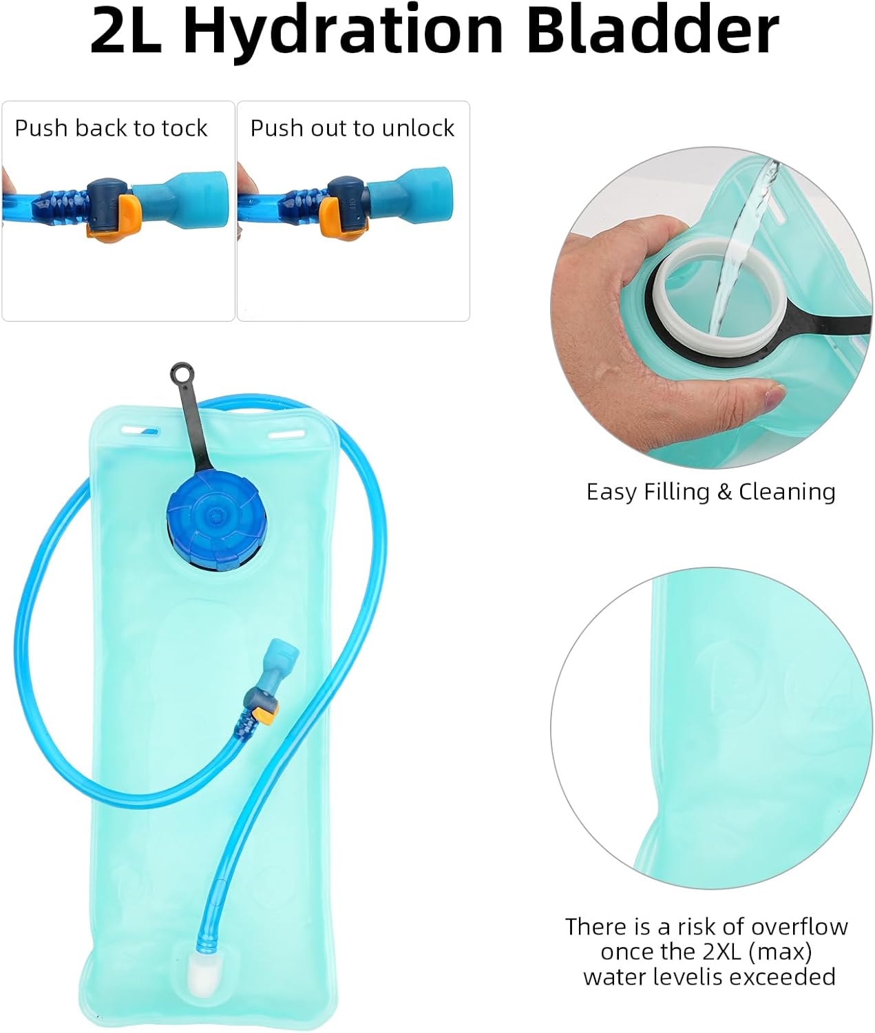 Hydration Backpack, Water Backpack with 2L Water Bladder, Hiking Backpack, Lightweight, High Flow Bite Valve Water Backpack, Hydration Pack for Biking, Running and Climbing