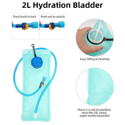 COM4SPORT Hydration Backpack, Water Backpack with 2L Water Bladder, Hiking Backpack, Lightweight, High Flow Bite Valve Water Backpack, Hydration Pack for Biking, Running and Climbing