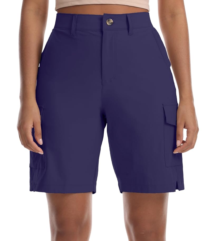 Twilight Variation: Women’s Lightweight Cargo Hiking Shorts with Pockets, Button Closure
