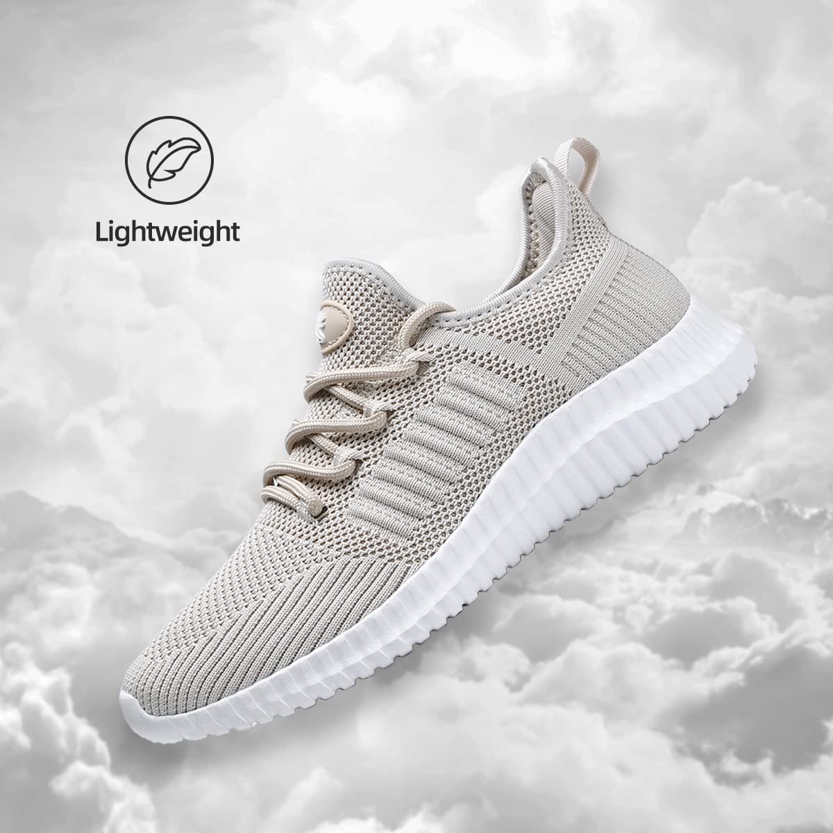 SK·TRIP Women's Walking Shoes Lightweight Breathable Flying Woven Mesh Upper Casual Jogging Shoes Ladies Tennis Shoes Workout Footwear Gym Sneakers for Women Beige