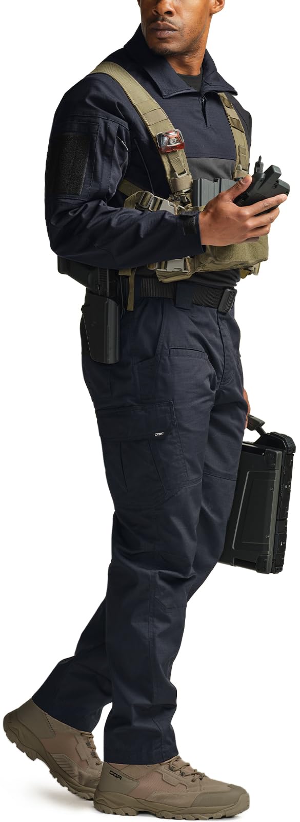 CQR Men's Tactical Pants, Water Resistant Ripstop Cargo Pants, Lightweight EDC Work Hiking Pants, Outdoor Apparel, Raider Police Navy, 30W x 30L