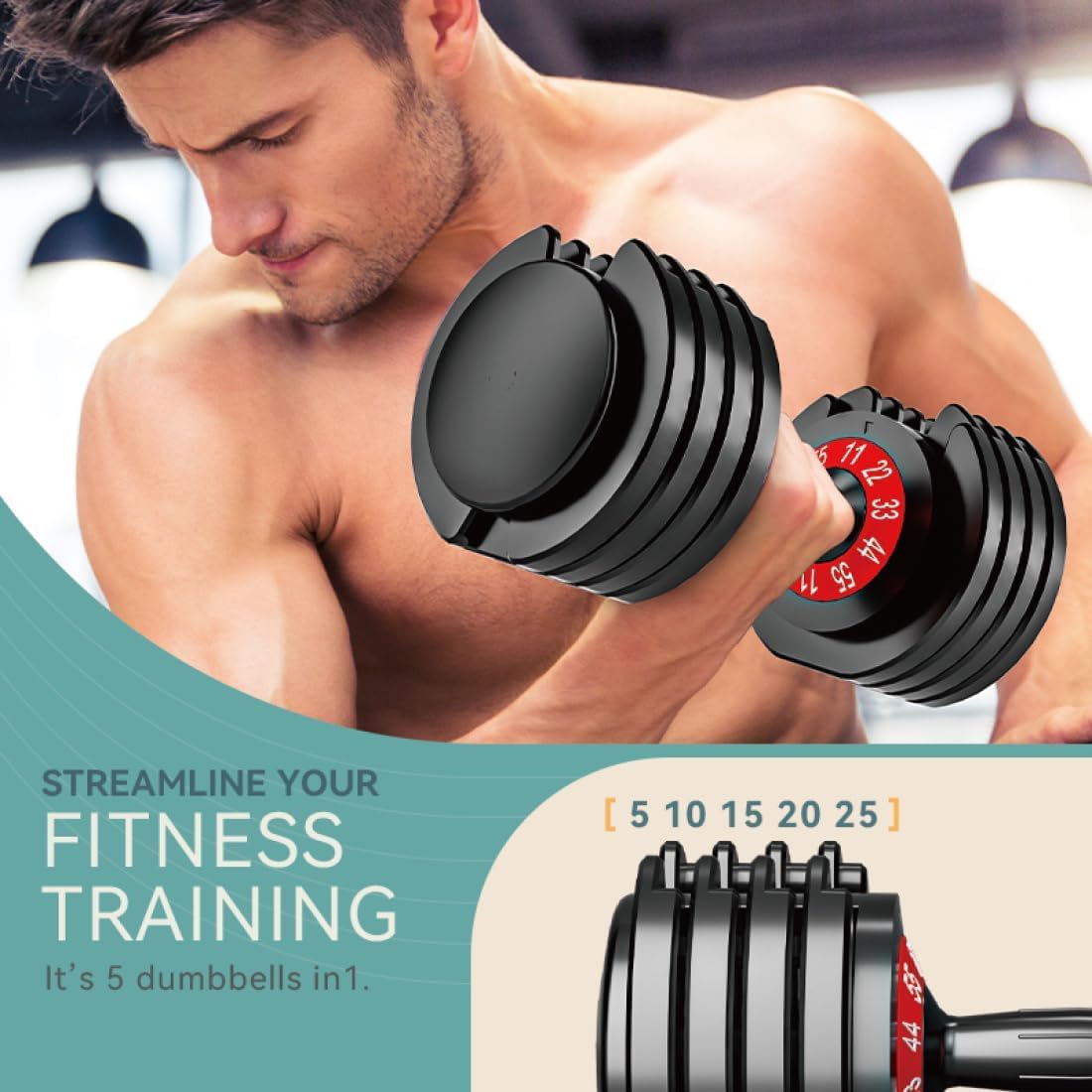 25/55lbs Pair Adjustable Dumbbells Set, Dumbbells with Anti-Slip Metal Handle for Exercise & Fitness Fast Adjust Weight for Full Body Workout Fitness