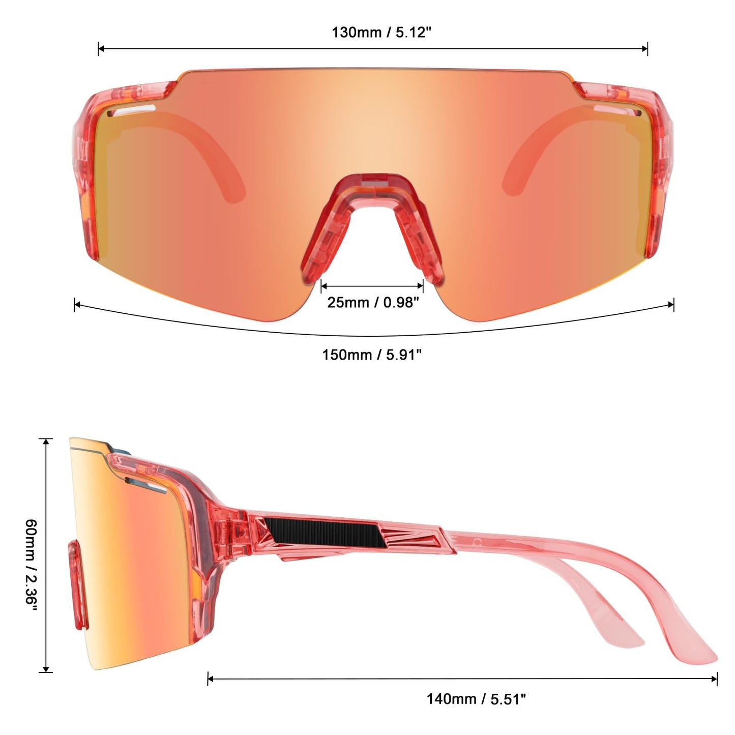 ToopMount Cycling Sunglasses with 4 Interchangeable Lenses, UV 400 Polarized Sports Sunglasses for Men Women Baseball Hiking