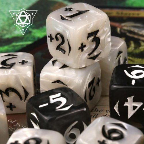 Die Hard Dice MTG Spin Down Counters - Power/Toughness Dice Set: 30 Piece Plus & Minus Variety Pack - Pearl White
