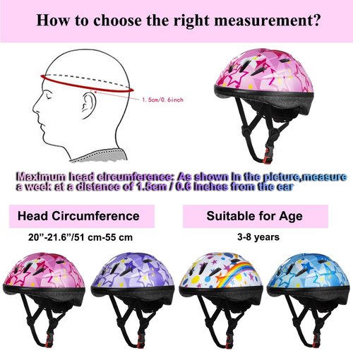 Lamsion Kids Helmet Adjustable for Kids Ages 3-8 Years Old Boys Girls, Toddler Helmet with Protective Sports Gear Set Knee Elbow Pads Wrist Guards for Cycling Skateboard Scooter