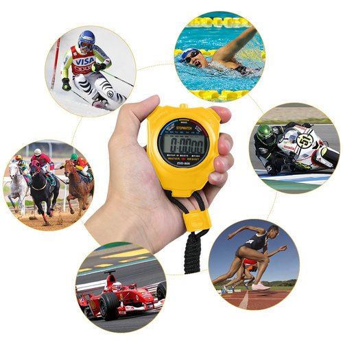 Vicloon LCD Digital Timeke,Sports Counter/Stopwatch Timer Portable with Stainless Steel Whistle,Applied to Running Football Basketball Swimming and Other Sports