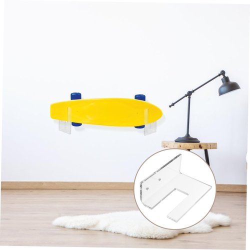 Toddmomy 1pair Clear Skateboard Wall Mount Rack Stylish and Horizontal Display Hanger for Room and Bedroom Storage