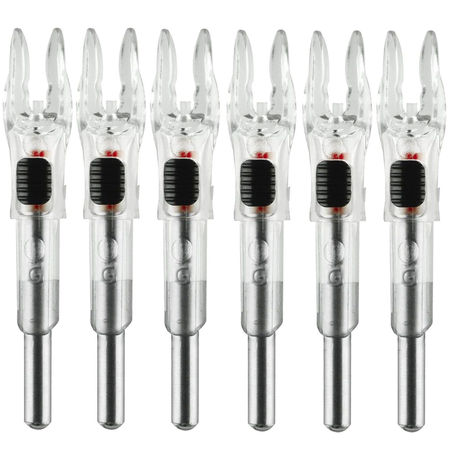 KEAUP G Lighted Nocks 6 PCS with X Bushing for Arrows with .165.204 Inside Diameter with ON/Off Switch LED Nocks Archery Nocks (Red)