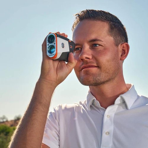 Bushnell Golf Tour V6 Shift Laser Rangefinder Patriot Pack | Slope Compensation, PinSeeker, Magnetic Mount, 6X Magnification, 1300 Yard Range, 3D Flyovers in App, Signature Series Golf Towel Bundle