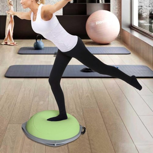 workout equipment for home，boso balancing ball，half ball balance trainer，core training equipment， 27.5 inch Yoga Exercise Ball for Home Gym Core Training Anti-Skid Surface (Green Heart-27.5'')