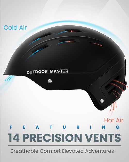 OutdoorMaster Kelvin II Ski Helmet - Snow Sport Helmet Snowboard Helmet for Men Women & Youth