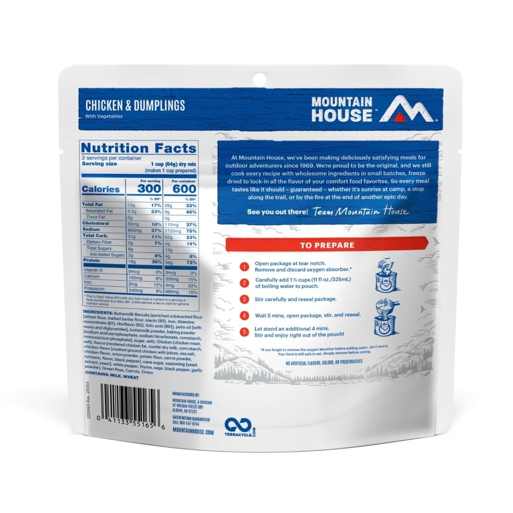 Mountain House Chicken & Dumplings Freeze Dried Backpacking & Camping Food |6-Pack