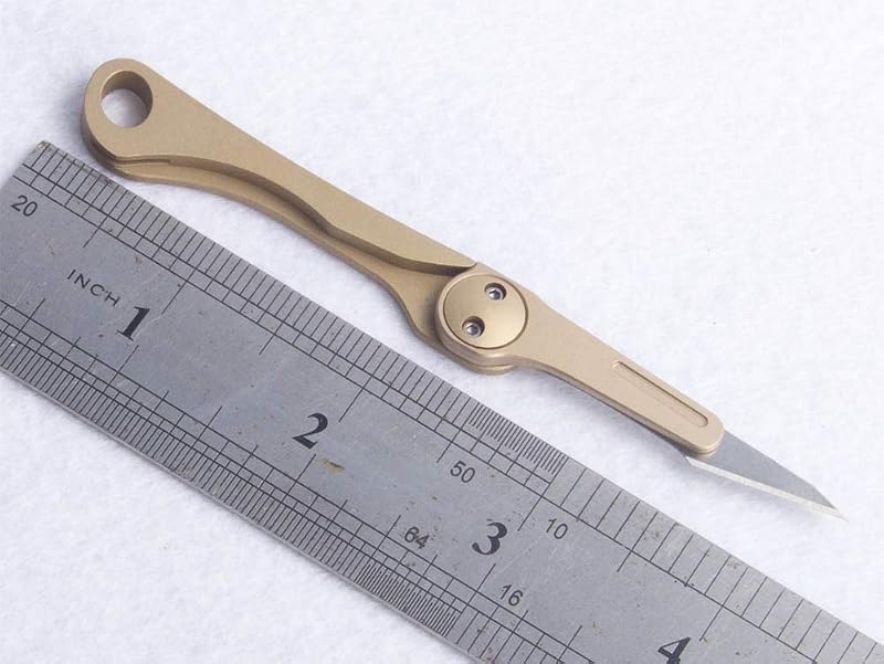 Brass Daily Mini Pocket Folding Utility Knife with 10 Replaceable Blades – Ultra Compact EDC