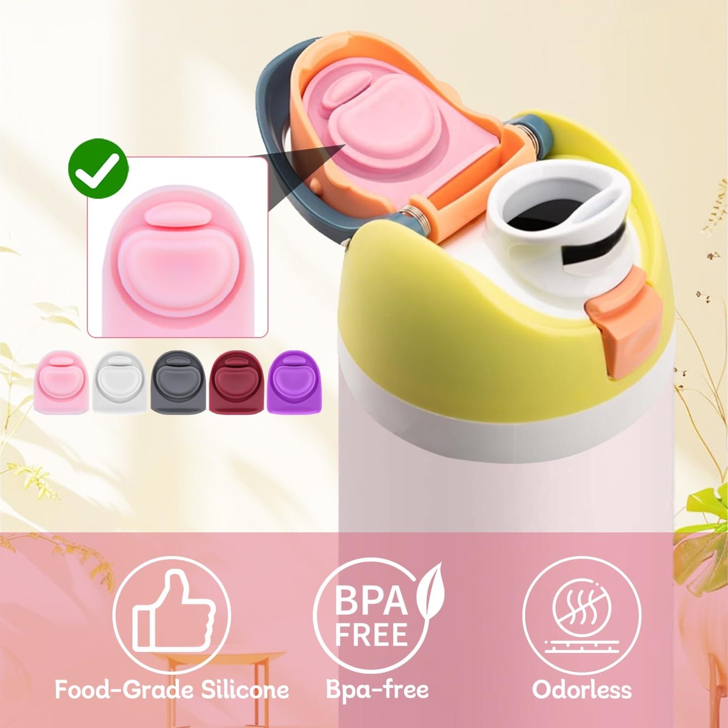 BMSQOFD 5 Pcs Replacement Lid Rubber Seal Stopper Gasket Compatible with Owala FreeSip 24 32 oz,Water Bottle Top Insert Cap Parts for Owala 16/19/24/25/32/40oz Mouthpiece Accessories PK2