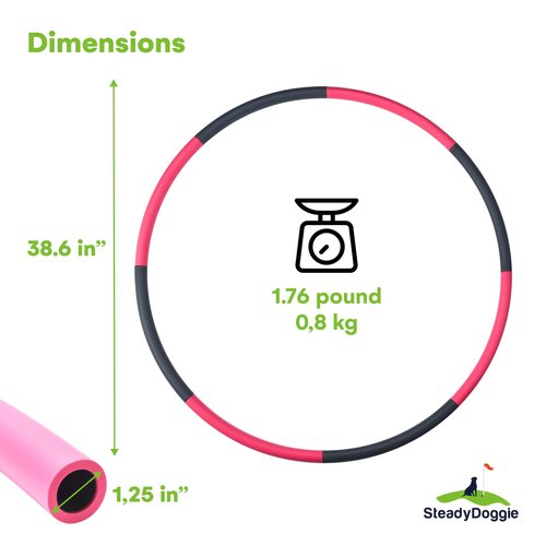 SteadyDoggie Hoola Hoop Stainless Steel Weighted Hula Hoop for Adults - Detachable Ergonomic Design for Muscle Strengthening and Weight Loss - Easy to Adjust and Carry for Home Fitness - Pink and Gray