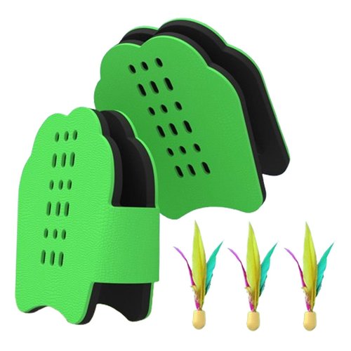 Kdjuope Badminton Hand Rackets Racquets Lightweight Breathable Practice Wearable Paddles Shuttlecock for Outdoor Game Holiday Lawn, Green