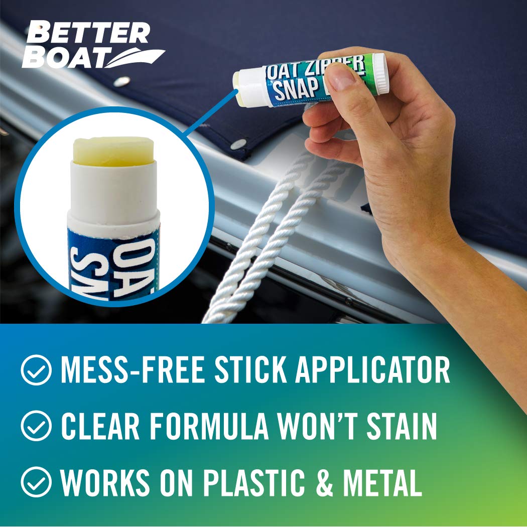 Zipper Wax Zip Lube - Marine Grade Zipper Lubricant Stick and Tool for Boat Canvas, Bimini Snaps, Metal Zippers, Jackets, Coolers, Vinyl Panels, Wetsuits, Drysuits - No Oil Mess